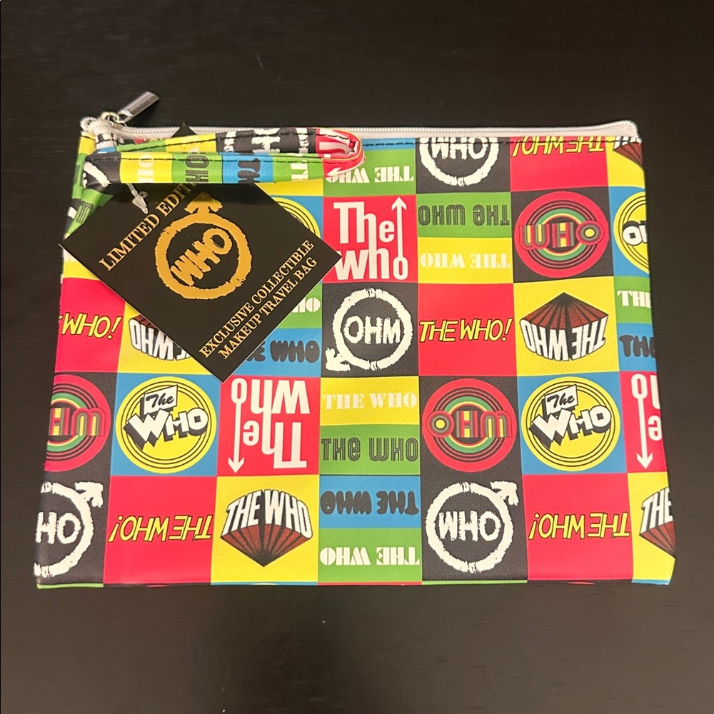 Limited Edition The WHO Black rainbow colored Make Up Travel Pouch